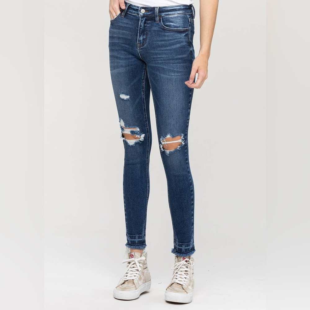 VERVET Mid-Rise Skinny Frayed Jeans